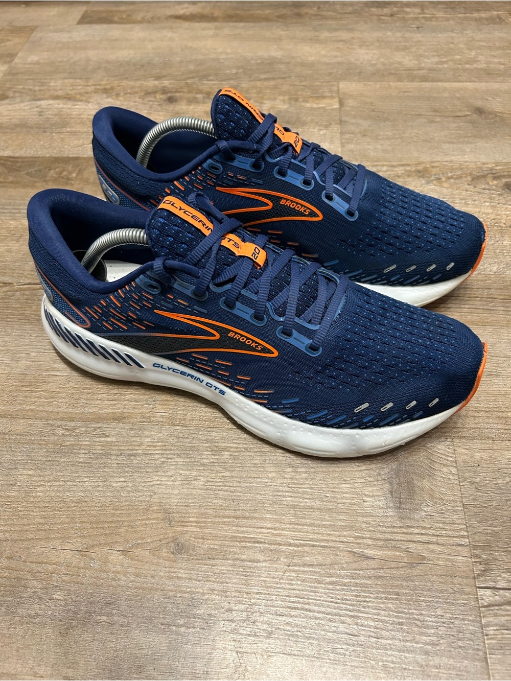 Brooks Glycerin GTS 20 Men Size 10.5 D Blue Orange Knit Running Shoes
